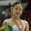 Mirai Nagasu during the medals ceremony at the 2008 World Junior Figure Skating Championships. She won the bronze medal at this competition.