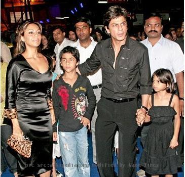 Indian actor Shah Rukh Khan with family at premiere of Drona