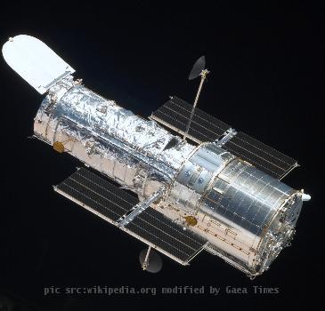 The Hubble Space Telescope as seen from the departing Space Shuttle