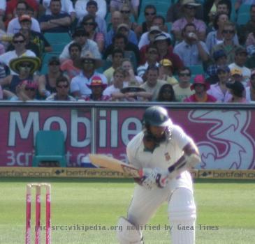 South African cricketer,Hashim Amla batting on the third day of the SCG Test between Australia and South Africa.