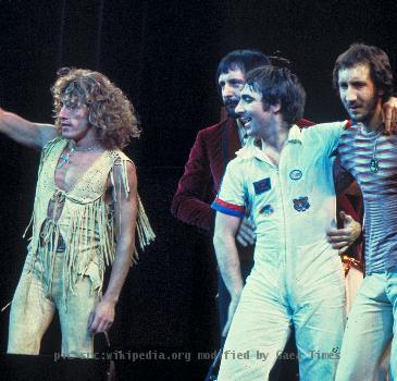 The Who, original line up, performing in Chicago. Left to right Daltrey, Entwistle, Moon, Townshend