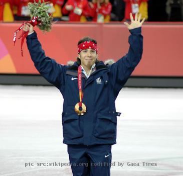 Apolo Anton Ohno at the Short track speed skating at the 2006 Winter Olympics