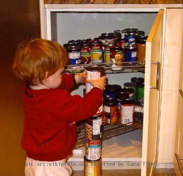 Subject Quinn, an ~18 month old boy with autism, obsessively stacking cans