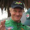 Morgan Shepherd posing with a fan at the 2008 NASCAR Nationwide Series event at Mexico City
