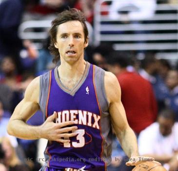 Steve Nash dribbling the ball