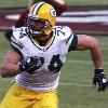 Green Bay Packers defensive end Aaron Kampman in action in a preseason game against the San Francisco 49ers on August 16, 2008.