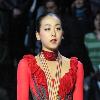 Mao Asada (JPN) during the medals ceremony at the 2010 World Figure Skating Championships. She won the gold medal