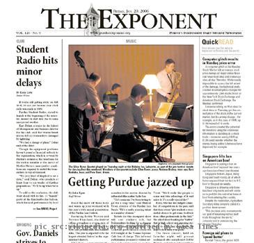 The front page of the Purdue Exponent from January 20, 2006. From