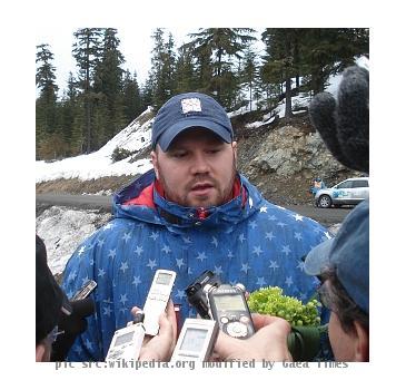 USA-1 bobsled driver Steve Holcomb talks to the media at the 2010 Winter Olympics.