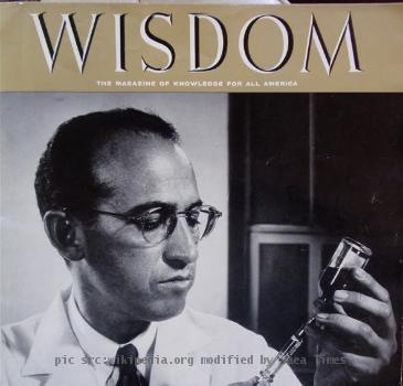 Magazine cover photo of Jonas Salk taken by Yousuf Karsh specifically for