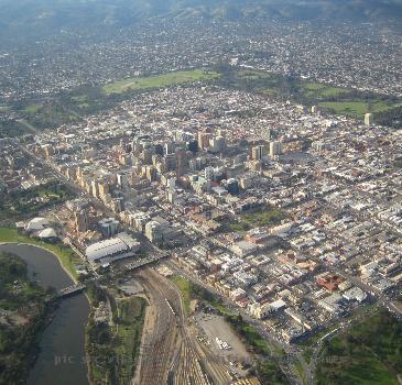 Aerial view of Adelaide, South Australia.