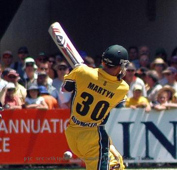 Damien Martyn strikes a four - England vs Australia, Bellerive Oval.