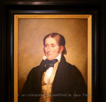 Oil on canvas portrait of Davy Crockett