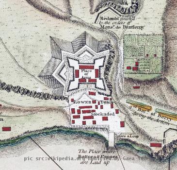 This is a detail from the source map showing the the layout of Fort Ticonderoga