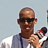 Reggie Miller interviewed before waving the green flag to start the race.