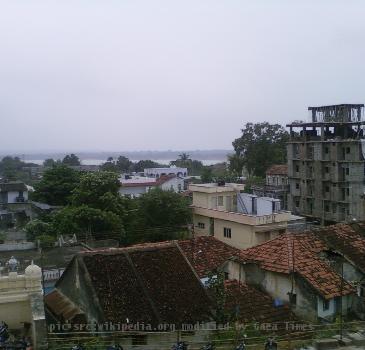 The picture is of the Bhadrachalam village. The photograph has been taken from the top of the Bhadrachalam temple.