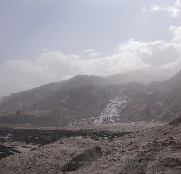 Gígjökull covered in ash after the 2010 eruption of Eyjafjallajökull