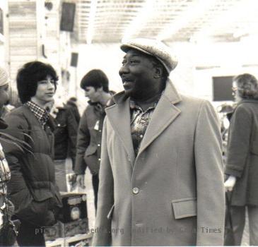 Blues artist Muddy Waters at the opening of Peaches Records & Tapes in Rockville, MD