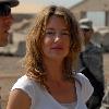 American actress Cynthia Watros, a member of the Ambassadors of Hollywood tour group, during a visit on March 14 to Camp Taji, Iraq.