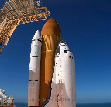 A fish-eye view from the service structure on Launch Pad 39A at NASA