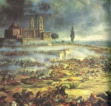 Charge of the mexican calvary at the Battle of Puebla