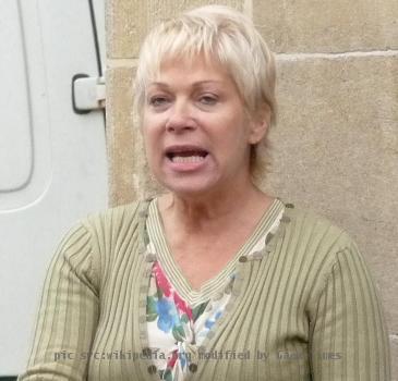 Denise Welch outside the London Studios on a break from filming