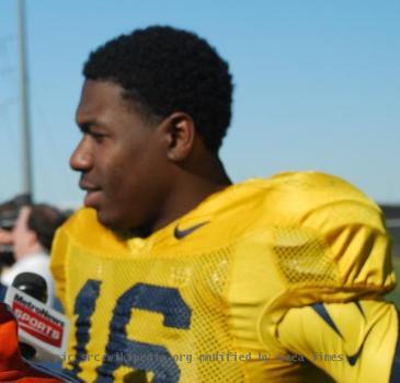 Jarrett Brown at a football practice at West Virginia University