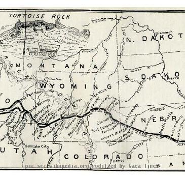 Oregon Trail. Line of Original Emigration to the Pacific Northwest Commonly Known as the Old Oregon Trail" from The Ox Team or the Old Oregon Trail 1852-1906 by Ezra Meeker. Fourth Edition 1907.