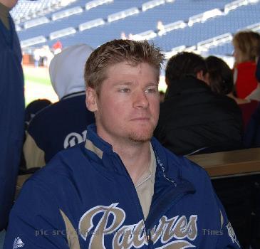 Chase Headley signing autographs at Friar Fest in Jan 2008  at Petco park