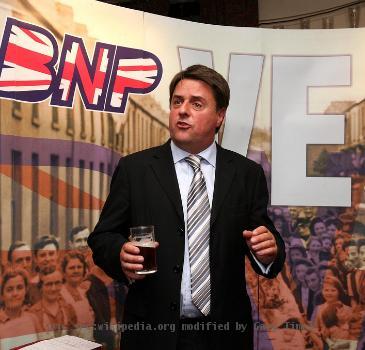 Nick Griffin MEP speaks at a British National Party press conference in Manchester.