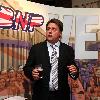 Nick Griffin MEP speaks at a British National Party press conference in Manchester.