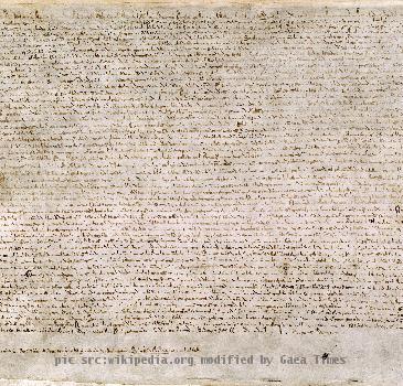 higher resolution, and this is the original 1215 version of the Magna Carta, not the 1225 (as was originally uploaded) or the 1297 (the last version uploaded).