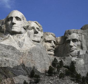 The Mount Rushmore Monument as seen from the viewing plaza.