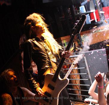 Ralph Saenz and Travis Haley performing with Steel Panther in San Diego on February 18, 2009.