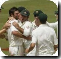 Australia s Ben Hilfenhaus 2nd L celebrates taking the wicket