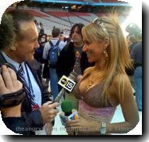 Ines Sainz   TV Azteca   Ines hosts a sports show on TV Azteca call Dx Tipsy   She is also the former Miss Spain  Here she is interviewing Peyton Manning