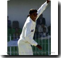 overs remaining  Kaneria then took over to strangle the Scots  First he had Cedric English caught behind for five and then trapped fellow Pakistani Yasir Arafat leg before with the next ball  Danish Kaneria  who took three wickets against Scotland That left the Scots stranded on 179 for six and needing to score at more than nine an over and when Kaneria trapped Watson leg before