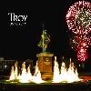 A night photograph of the Troy Campus Quad with the Trojan statue in the foreground and fireworks blazing in the background  Photo by Ronnie Colvin Download A night photograph of the Troy Campus Quad with the Trojan statue in the foreground and fireworks blazing in the background  Photo by Ronnie Colvin Download