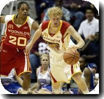 of Glenbrook North High School  in Northbrook  Ill   during the McDonald s All American High School basketball game Wednesday March  29  2006 in San Diego     AP Photo Jack Smith  Chase Budinger  right  of La Costa Canyon High School  in Encinitas  Callif   beats Lance Thomas   of St  Benedict s Prep  of Scotch Plains  N J  to the loose ball during the McDonald s All