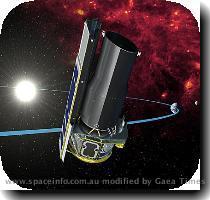 also includes NASA s Hubble and Chandra space telescopes  Spitzer has explored  with unprecedented sensitivity  the infrared side of the cosmos  where dark  dusty and distant objects hide  An artist s impression of the Spitzer space telescope  For a telescope to detect infrared light essentially heat from cool cosmic objects  it must have very little heat of its own