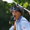 the area  tee times have been delayed one hour  Matches will now tee off the Nos  1 and 10 tees beginning at 8 30 a m  in nine minute intervals  Hair Raising  First team Rolex Junior All American Rickie Fowler of Murrieta   Calif   reacts with a resounding  Go West   after rolling in a birdie putt on the 9th hole during the