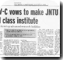 19 09 2008 Educated Urged to join Politics Page 2  26 08 2008 New VC vows to make JNTU a world class institute 26 08 2008 JNTU to start new courses