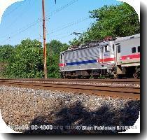 Click here to see a side view of Septa AEM 7  2305 with a Septa R 7 Regional Rail Trenton Line Train  The AEM7 is running north  east  and is just about to cross The Pennypack Creek Bridge