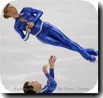 <p>Ukraine s Tatiana Volosozhar and Stanislav Morozov perform their short program during the figure skating pairs competition at the Vancouver 2010 Olympics in Vancouver  British Columbia  Sunday  Feb  14  2010  < p>