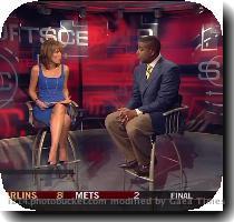 in fact she s as hot if not hotter than she was back in her NBC days  Even former NFL great Cris Carter can t help but say  hot damn  girl  you fill that dress in tight  Hannah s sweet body  Screencaps courtesy of cybercurves at the