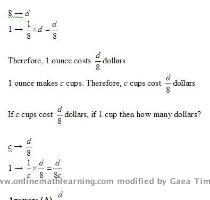 Topic s   Proportional word problem Separate the problem into two smaller parts and rewrite them as proportional problems  If 8 ounces then d dollars  if 1 ounce then how many dollars  9  Correct answer  120 Given