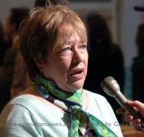 Kathy Bates at the opening of the  World Vision AIDS Experience  interactive exhibit at Grand Central Terminal in New York City on June 20  3006  The exhibit is a 3 000 foot replica of an