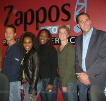 From Left to Right  Tony Hsieh  Zappos com CEO  my sister Jorjanna  Me  Zappos com Executive Dory Dyer  and Fred Mossler  Sr  VP of Merchandising