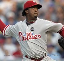 second inning and a Ryan Howard RBI double in the sixth inning  With the win  Philadelphia now leads the NL East by 8 5 games  The loss kept the Giants one game back in the NL Wild Card race  Pedro Martinez   Philadelphia Phillies  Image  Zuma Press