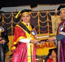 PHOTO  CH  VIJAYA BHASKAR Dr  NTR University of Health Sciences Vice Chancellor A V  Krishnam Raju  right  presenting honorary degree of Doctor of Science to noted